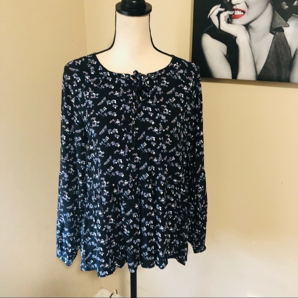 Lucky Brand Boho Peasant Top Floral